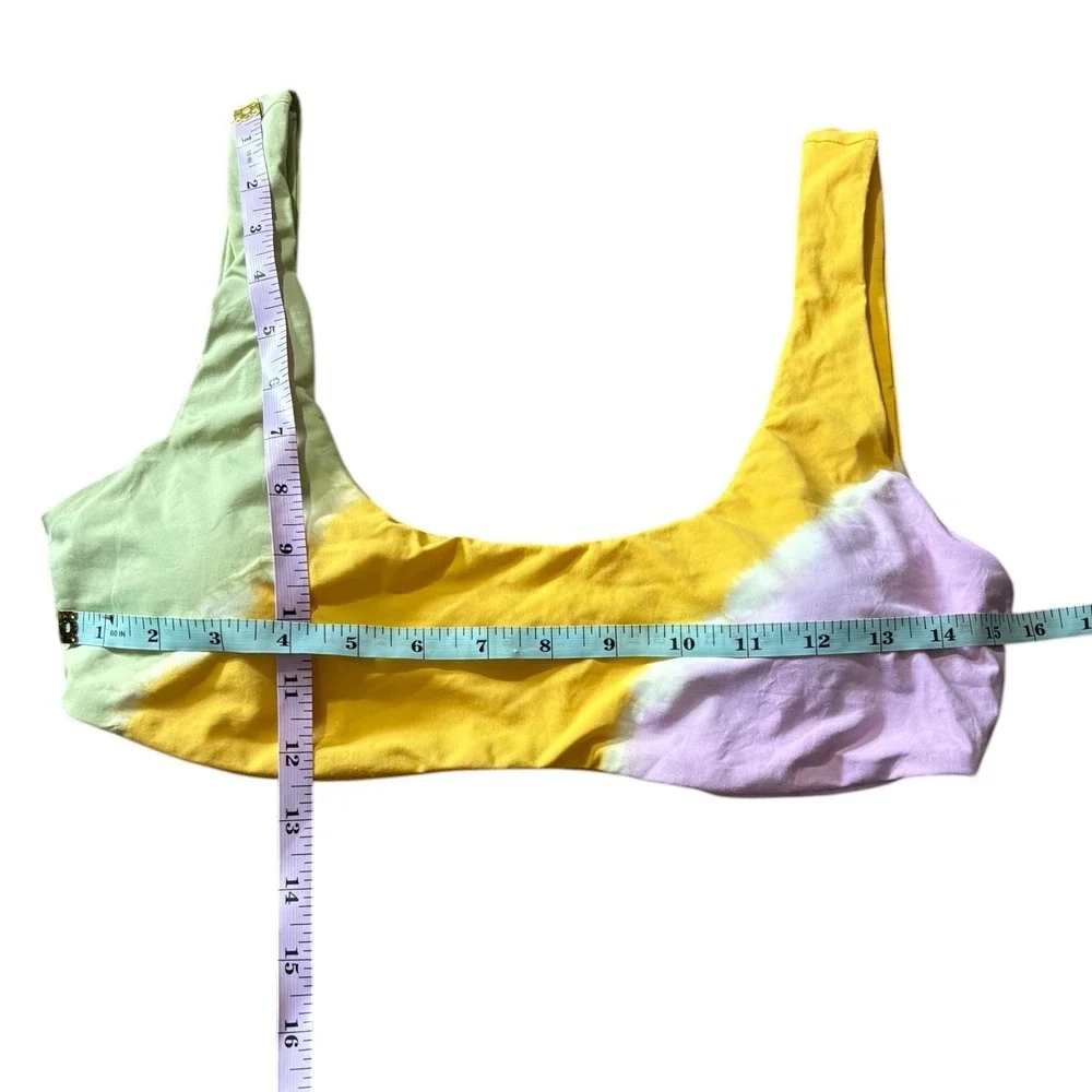L*Space Women's Tie Dye Scoop‎ Neck Bikini Top Multicolor Pastel XLarge NWOT